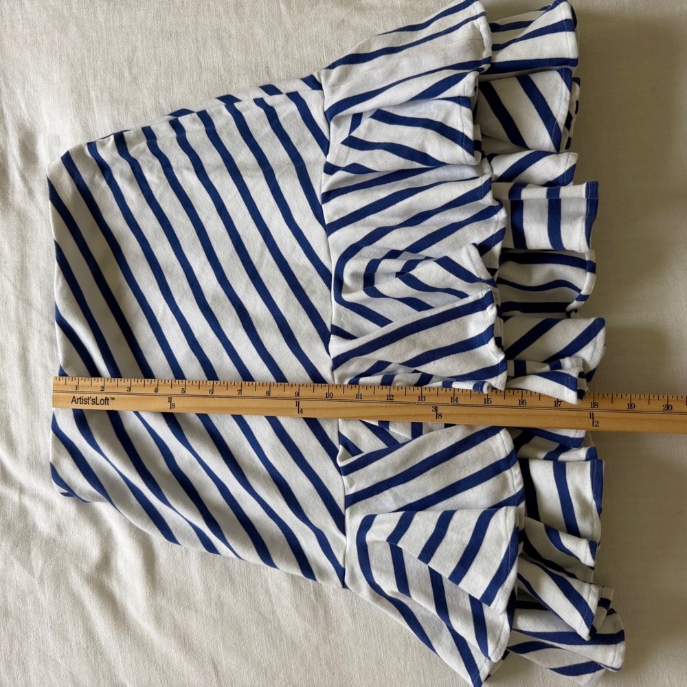 Y2K Ralph Lauren Sport XS Blue White Striped Ruffle Tiered Cotton Mini Skirt - Picture 6 of 8